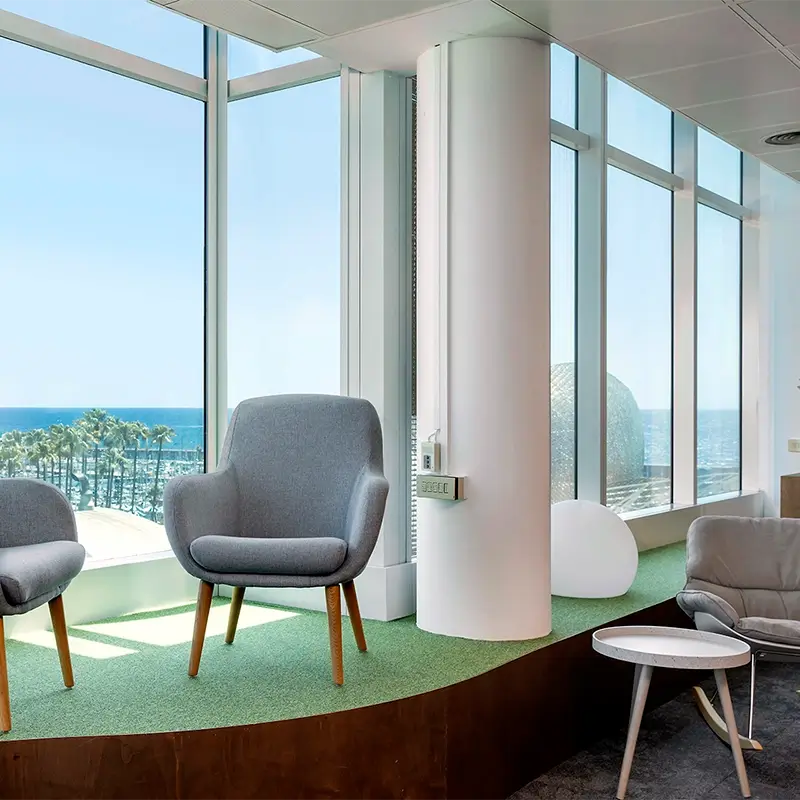 Blue Building Indoors